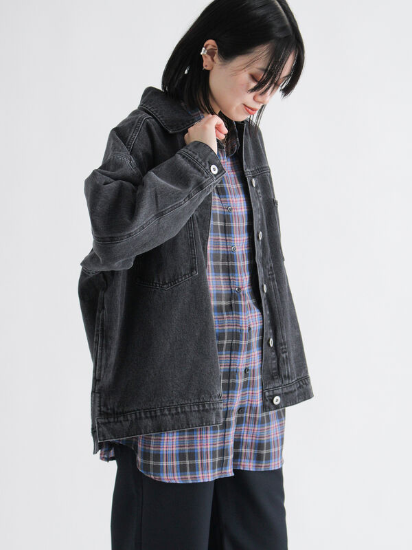 セール】 シアーチェックシャツ（ブラック/イエロー/キナリ/トップス