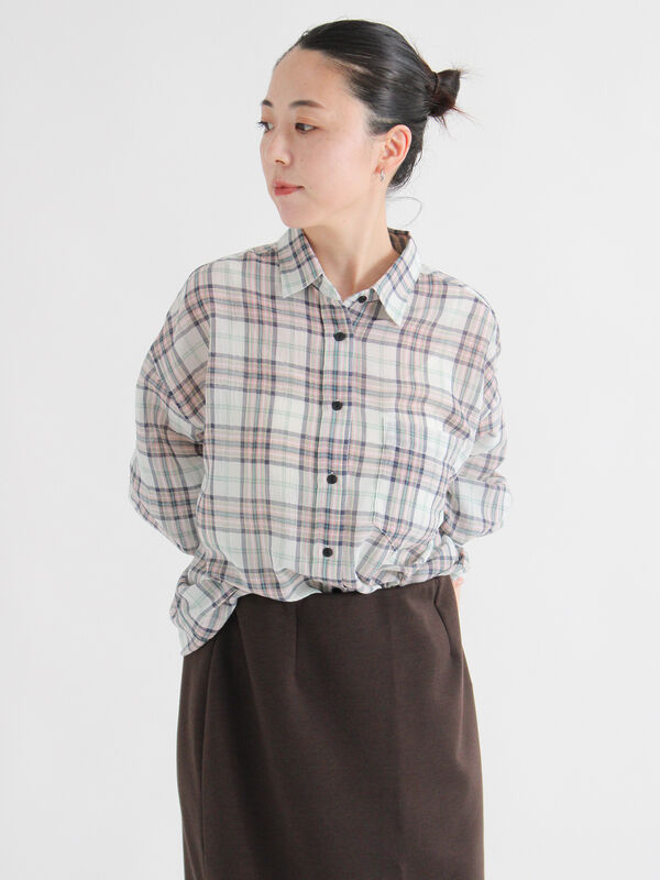 セール】 シアーチェックシャツ（ブラック/イエロー/キナリ/トップス