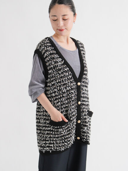 ツイード風ニットジレ（オフホワイト/ブラック/ネイビー）｜sm2rhythm（サマンサモスモス リズム）通販