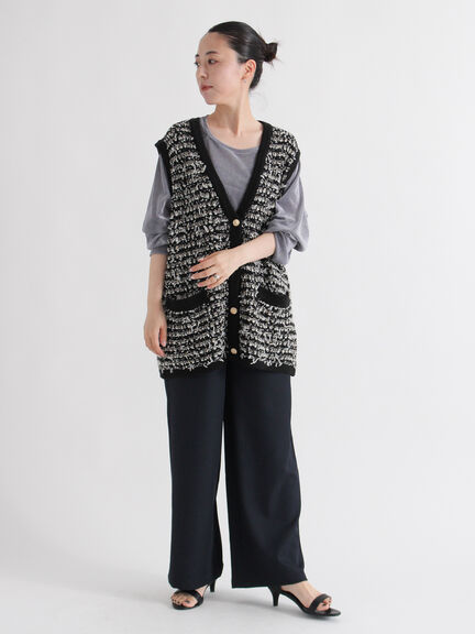 ツイード風ニットジレ（オフホワイト/ブラック/ネイビー）｜sm2rhythm（サマンサモスモス リズム）通販