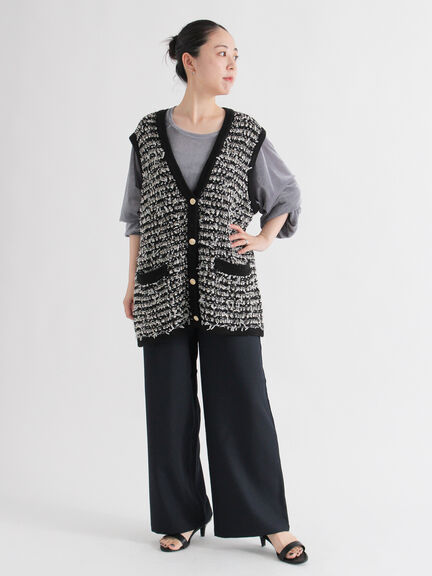 ツイード風ニットジレ（オフホワイト/ブラック/ネイビー）｜sm2rhythm（サマンサモスモス リズム）通販