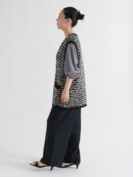 ツイード風ニットジレ（オフホワイト/ブラック/ネイビー）｜sm2rhythm（サマンサモスモス リズム）通販