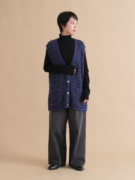 ツイード風ニットジレ（オフホワイト/ブラック/ネイビー）｜sm2rhythm（サマンサモスモス リズム）通販