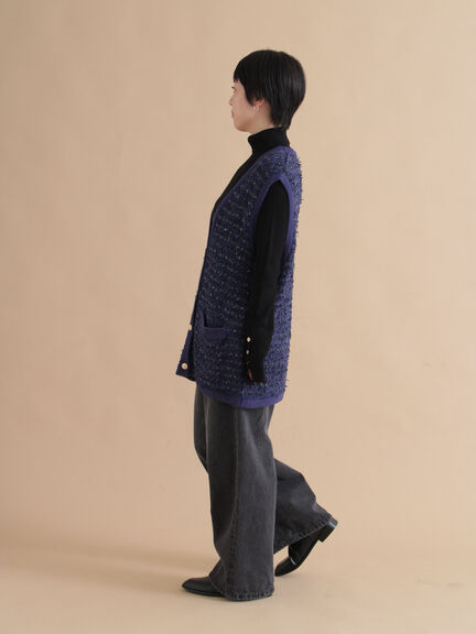 ツイード風ニットジレ（オフホワイト/ブラック/ネイビー）｜sm2rhythm（サマンサモスモス リズム）通販