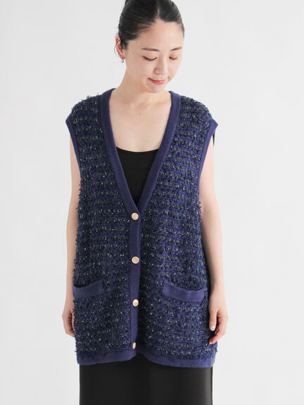 ツイード風ニットジレ（オフホワイト/ブラック/ネイビー）｜sm2rhythm（サマンサモスモス リズム）通販