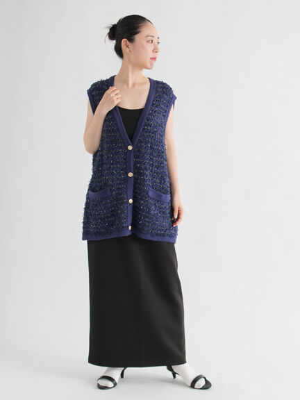 ツイード風ニットジレ（オフホワイト/ブラック/ネイビー）｜sm2rhythm（サマンサモスモス リズム）通販