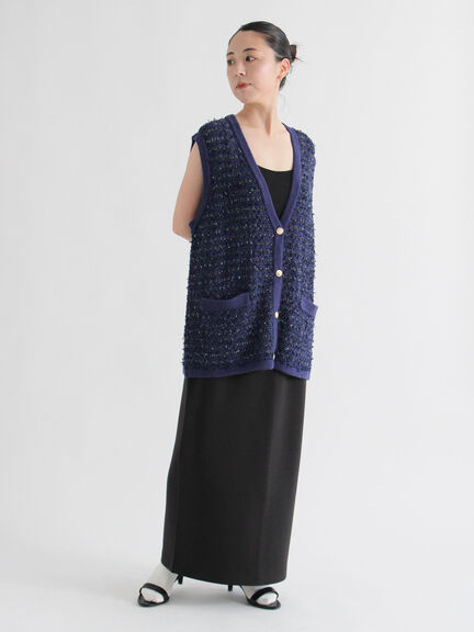 ツイード風ニットジレ（オフホワイト/ブラック/ネイビー）｜sm2rhythm（サマンサモスモス リズム）通販