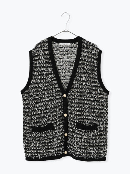 ツイード風ニットジレ（オフホワイト/ブラック/ネイビー）｜sm2rhythm（サマンサモスモス リズム）通販