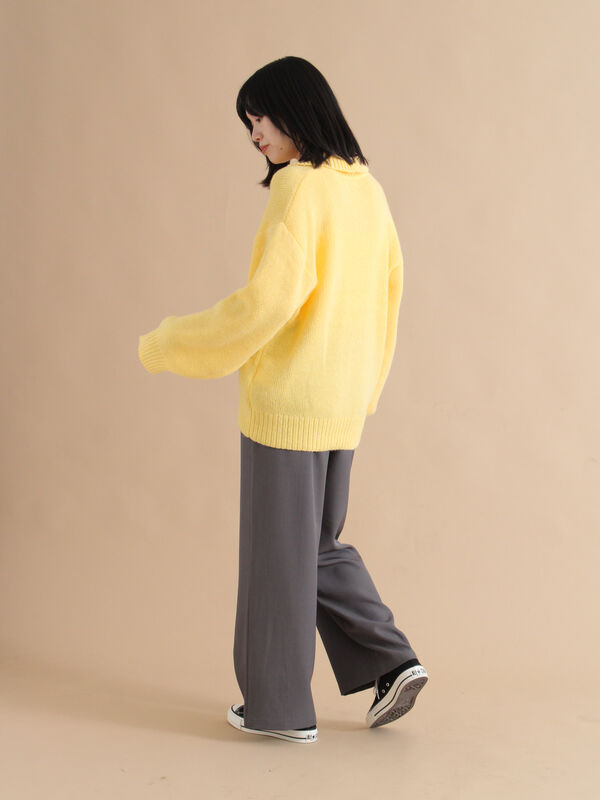 セール】 モヘヤライク衿付ニットプルオーバー（チャコールグレー