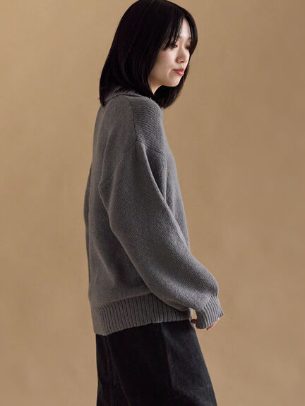 モヘヤライク衿付ニットプルオーバー（チャコールグレー/ブラウン/イエロー）｜sm2rhythm（サマンサモスモス リズム）通販