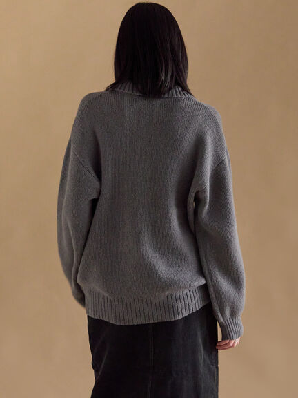 モヘヤライク衿付ニットプルオーバー（チャコールグレー/ブラウン/イエロー）｜sm2rhythm（サマンサモスモス リズム）通販