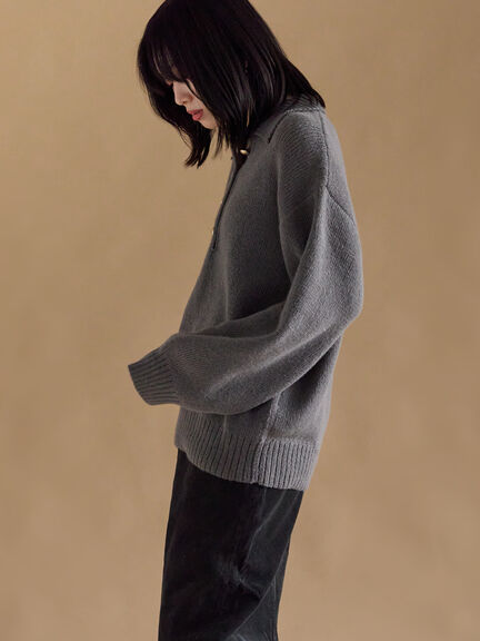 モヘヤライク衿付ニットプルオーバー（チャコールグレー/ブラウン/イエロー）｜sm2rhythm（サマンサモスモス リズム）通販