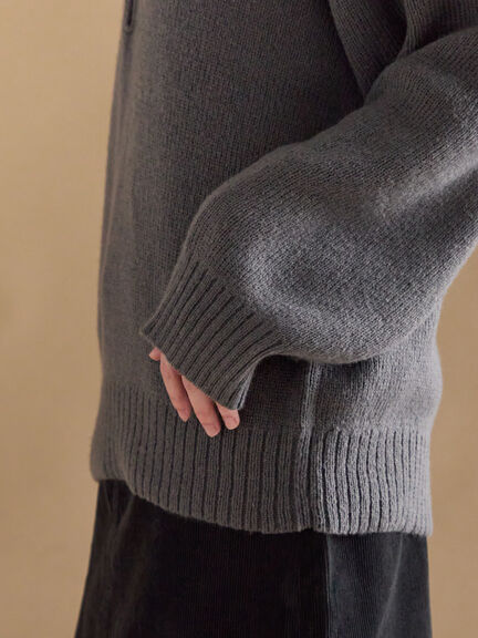 モヘヤライク衿付ニットプルオーバー（チャコールグレー/ブラウン/イエロー）｜sm2rhythm（サマンサモスモス リズム）通販