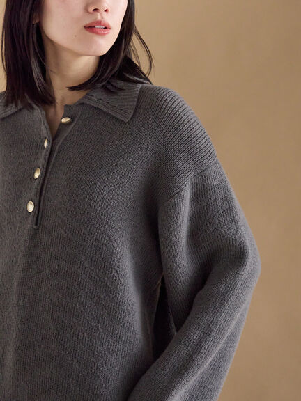 モヘヤライク衿付ニットプルオーバー（チャコールグレー/ブラウン/イエロー）｜sm2rhythm（サマンサモスモス リズム）通販