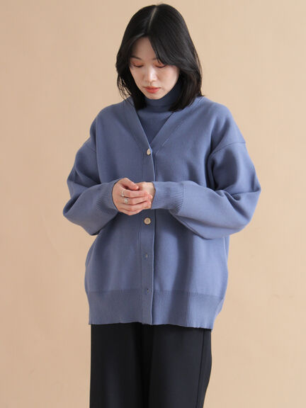 GRANCY カーディガン 青 ブルー M GU公式 | ラムブレンドVネックカーディガン(長袖)