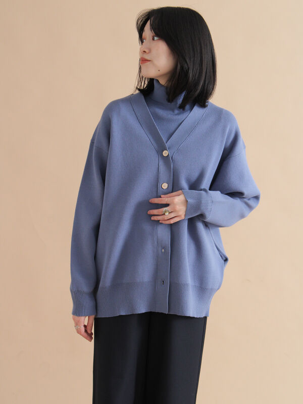 スポンジニットカーディガン（ブラック/レッド/ブルー/トップス