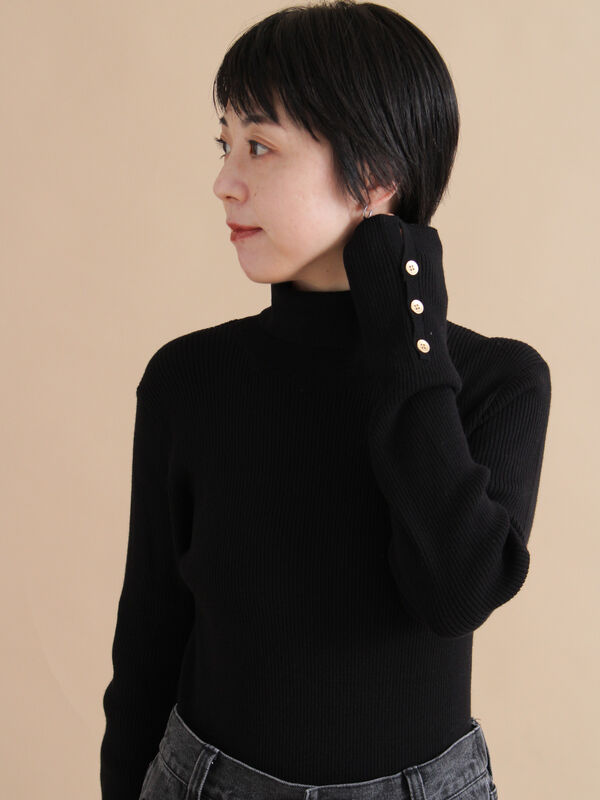袖ボタンリブニットプルオーバー（ブラック）｜sm2rhythm（サマンサモスモス リズム）通販