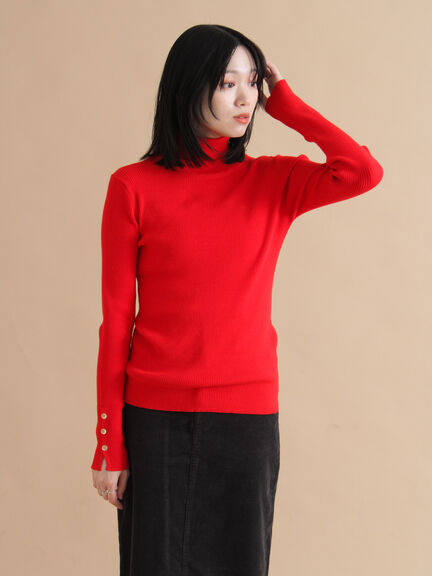 袖ボタンリブニットプルオーバー（ブラック/レッド/ブルー）｜sm2rhythm（サマンサモスモス リズム）通販