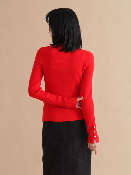 袖ボタンリブニットプルオーバー（ブラック/レッド/ブルー）｜sm2rhythm（サマンサモスモス リズム）通販