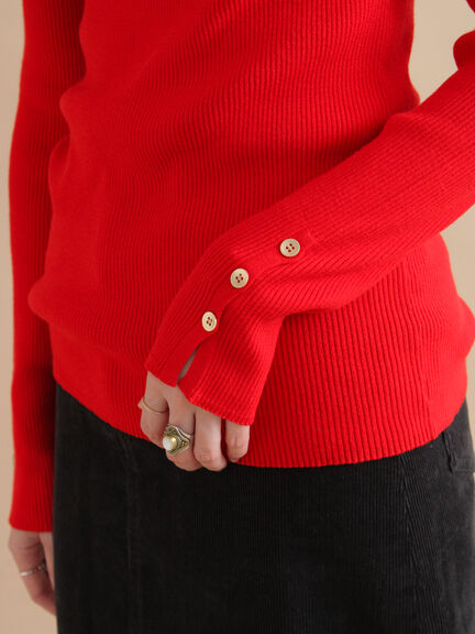 袖ボタンリブニットプルオーバー（ブラック/レッド/ブルー）｜sm2rhythm（サマンサモスモス リズム）通販