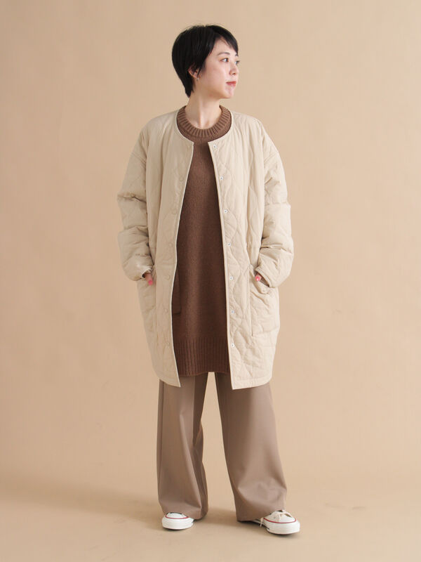 セール】 キルトレイヤードジャケット（ブラック/ベージュ/カーキ