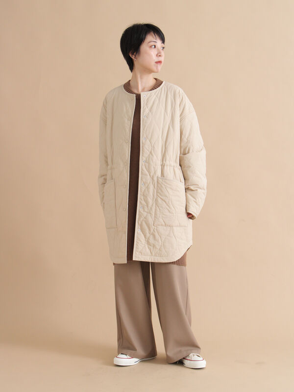 セール】 キルトレイヤードジャケット（ブラック/ベージュ/カーキ