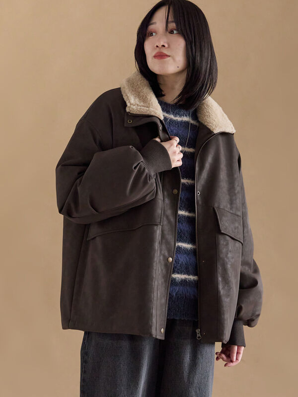 レザーライクミリタリージャケット（ブラウン）｜sm2rhythm（サマンサモスモス リズム）通販