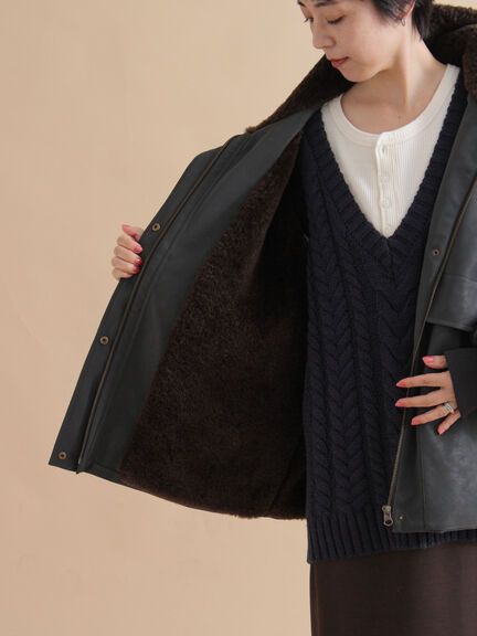 レザーライクミリタリージャケット（ブラック/ブラウン/カーキ）｜sm2rhythm（サマンサモスモス リズム）通販