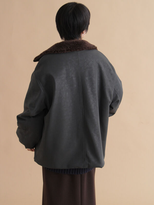 セール】 レザーライクミリタリージャケット（ブラック/ブラウン