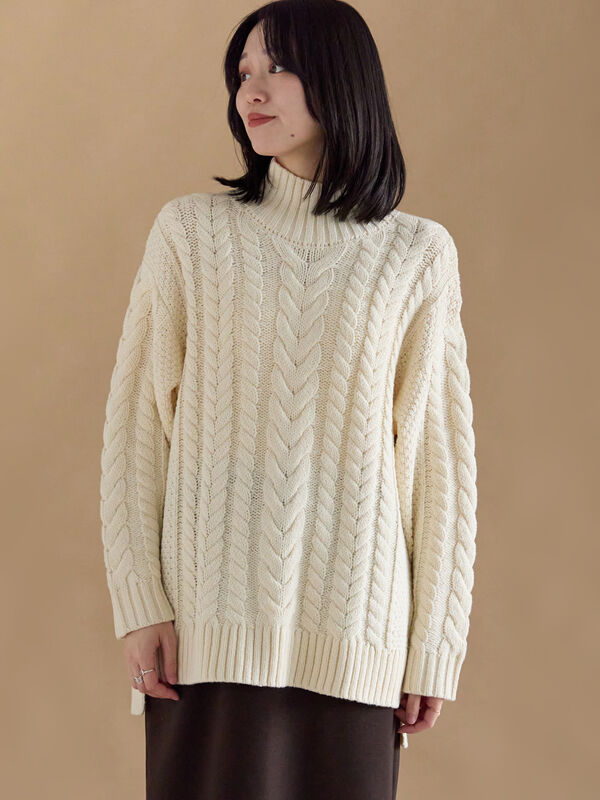 ハイネックケーブルニットプルオーバー（オフホワイト）｜sm2rhythm（サマンサモスモス リズム）通販