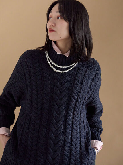 ハイネックケーブルニットプルオーバー（オフホワイト/チャコールグレー/ネイビー）｜sm2rhythm（サマンサモスモス リズム）通販