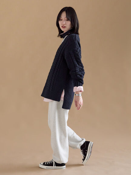 ハイネックケーブルニットプルオーバー（オフホワイト/チャコールグレー/ネイビー）｜sm2rhythm（サマンサモスモス リズム）通販