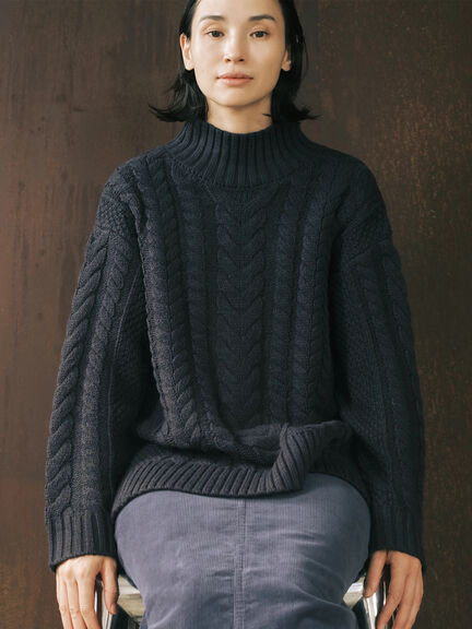 ハイネックケーブルニットプルオーバー（オフホワイト/チャコールグレー/ネイビー）｜sm2rhythm（サマンサモスモス リズム）通販