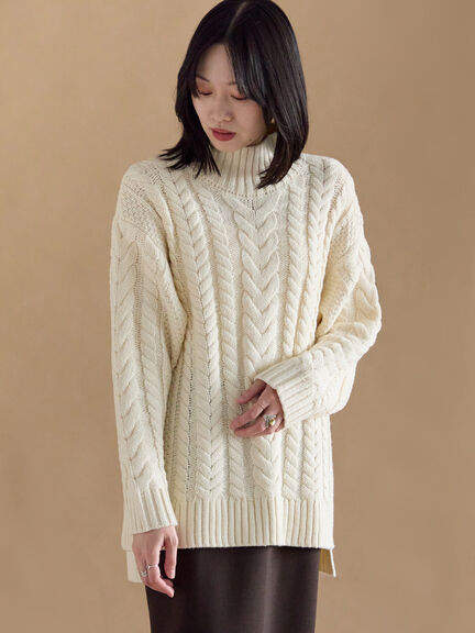 ハイネックケーブルニットプルオーバー（オフホワイト/チャコールグレー/ネイビー）｜sm2rhythm（サマンサモスモス リズム）通販