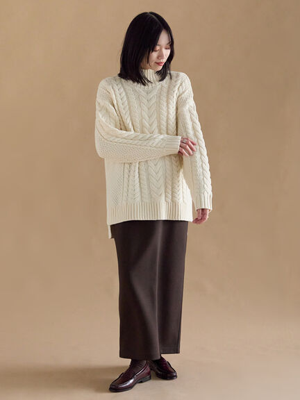 ハイネックケーブルニットプルオーバー（オフホワイト/チャコールグレー/ネイビー）｜sm2rhythm（サマンサモスモス リズム）通販