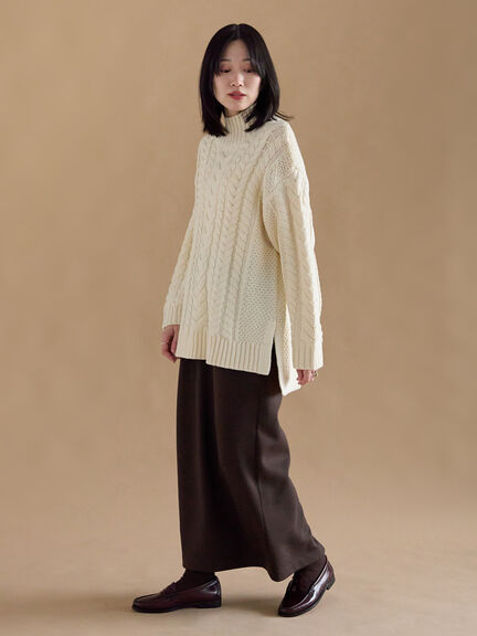 ハイネックケーブルニットプルオーバー（オフホワイト/チャコールグレー/ネイビー）｜sm2rhythm（サマンサモスモス リズム）通販