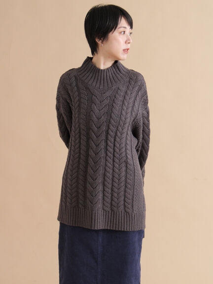 ハイネックケーブルニットプルオーバー（オフホワイト/チャコールグレー/ネイビー）｜sm2rhythm（サマンサモスモス リズム）通販