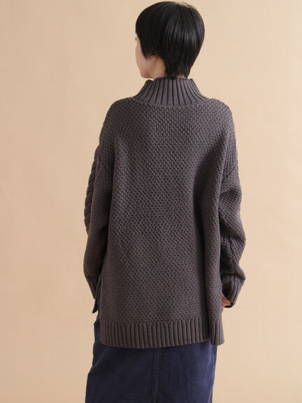 ハイネックケーブルニットプルオーバー（オフホワイト/チャコールグレー/ネイビー）｜sm2rhythm（サマンサモスモス リズム）通販