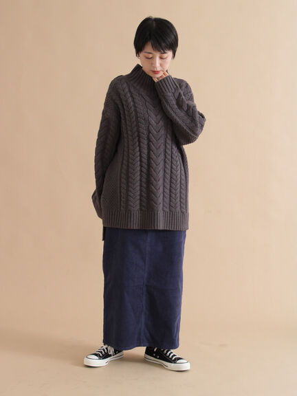 ハイネックケーブルニットプルオーバー（オフホワイト/チャコールグレー/ネイビー）｜sm2rhythm（サマンサモスモス リズム）通販