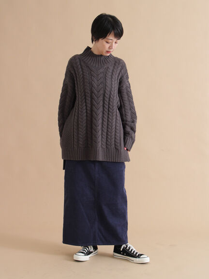 ハイネックケーブルニットプルオーバー（オフホワイト/チャコールグレー/ネイビー）｜sm2rhythm（サマンサモスモス リズム）通販