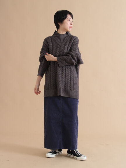 ハイネックケーブルニットプルオーバー（オフホワイト/チャコールグレー/ネイビー）｜sm2rhythm（サマンサモスモス リズム）通販