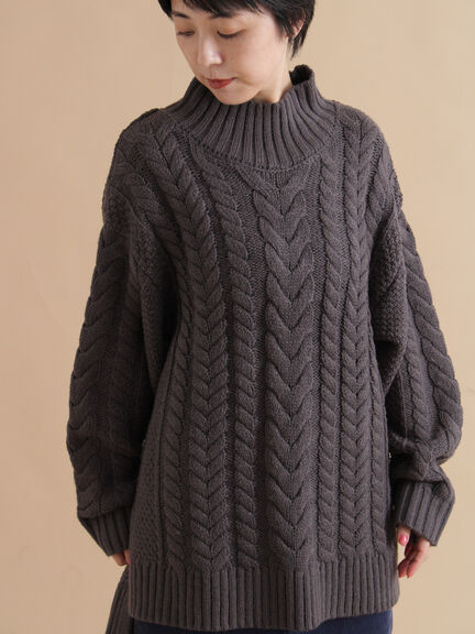 ハイネックケーブルニットプルオーバー（オフホワイト/チャコールグレー/ネイビー）｜sm2rhythm（サマンサモスモス リズム）通販