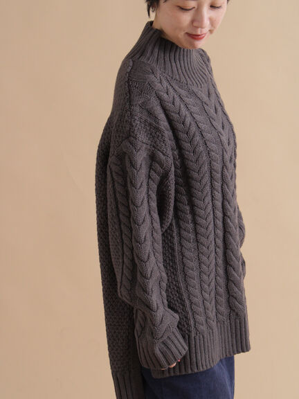 ハイネックケーブルニットプルオーバー（オフホワイト/チャコールグレー/ネイビー）｜sm2rhythm（サマンサモスモス リズム）通販