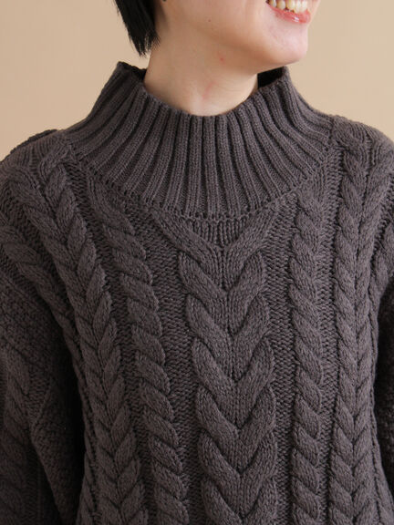 ハイネックケーブルニットプルオーバー（オフホワイト/チャコールグレー/ネイビー）｜sm2rhythm（サマンサモスモス リズム）通販