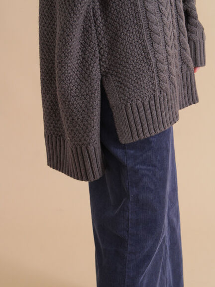 ハイネックケーブルニットプルオーバー（オフホワイト/チャコールグレー/ネイビー）｜sm2rhythm（サマンサモスモス リズム）通販