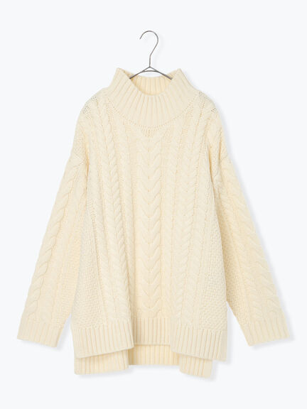 ハイネックケーブルニットプルオーバー（オフホワイト/チャコールグレー/ネイビー）｜sm2rhythm（サマンサモスモス リズム）通販