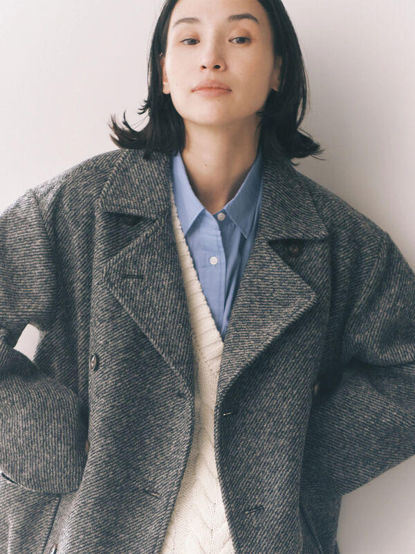 ケーブルニットベスト（オフホワイト/チャコールグレー/ネイビー