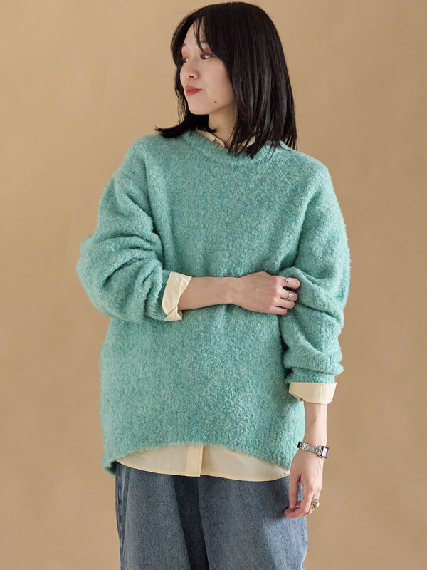 セール】 ブークレニットプルオーバー（ピンク/ベージュ/グリーン