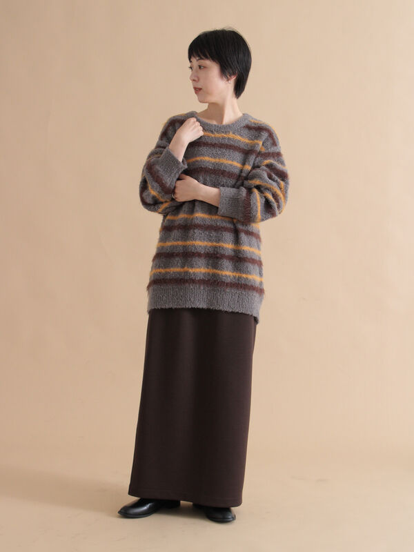 セール】 ボーダーブークレニットプルオーバー（グレー/ネイビー