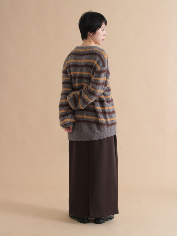 【MADISONBLUE】ブークレボーダーニットプルオーバー/ブラック/02 MADISONBLUE】ブークレボーダーニットプルオーバー/ブラック/02の通販
